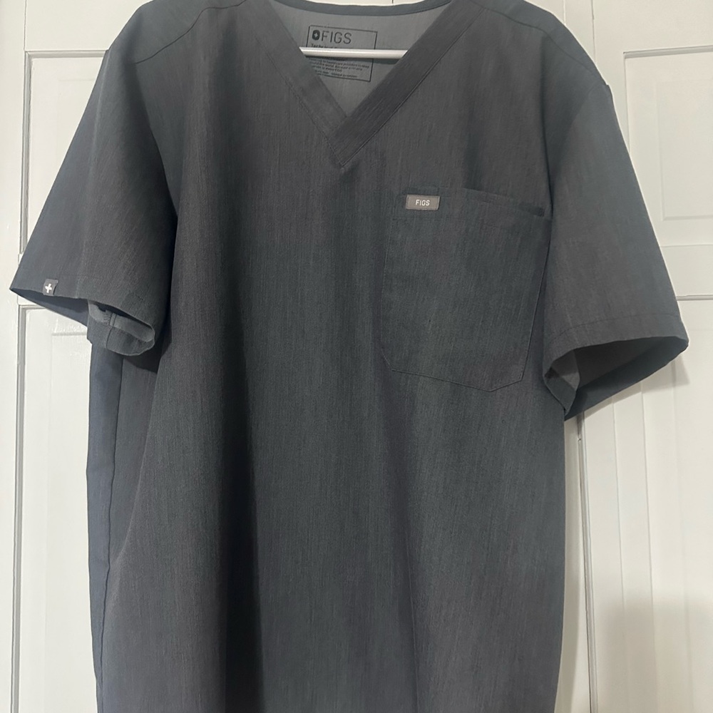 Figs Men's Charcoal V-Neck Scrub Top Size XL